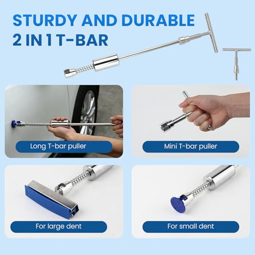 Paintless Dent Repair Kit, 154PCS Dent Puller kit,Dent Removal Tools with Metal Dent Lifter, Bridge Puller, T-Slide Hammer PDR Kit for Car Dent Repair, dings, creases and Hail Damag