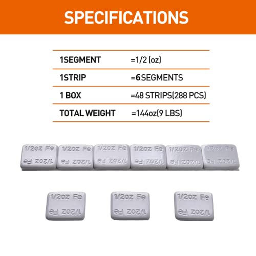 A A IN Stick on Wheel Weights 1/2oz, 0.5oz, Grey 288pcs Low Profile Weights - color: Grey, size: 1/2oz wheel weights, style: 1 Box