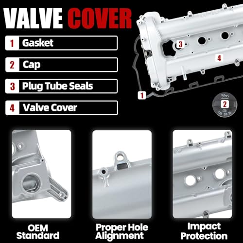 MITZONE Valve Cover Compatible with 2010-2017 GMC Terrain Chevy Equinox Captiva Malibu Buick LaCrosse Regal Verano 2.4L Replace 12610279 12610280
