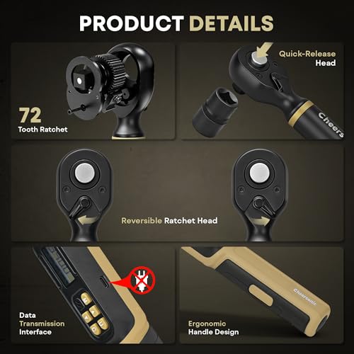 Digital Torque Wrench 1/2 Drive, 12.5-250.8 ft·lb (17-340N.m) ±1% Accuracy Electronic Torque Wrench with Buzzer and LED Heavy Duty Torque Wrench Set with Socket for Car Repair Trucks large machinery - size: 1/2 Drive 12.5-250.8 ft·lb