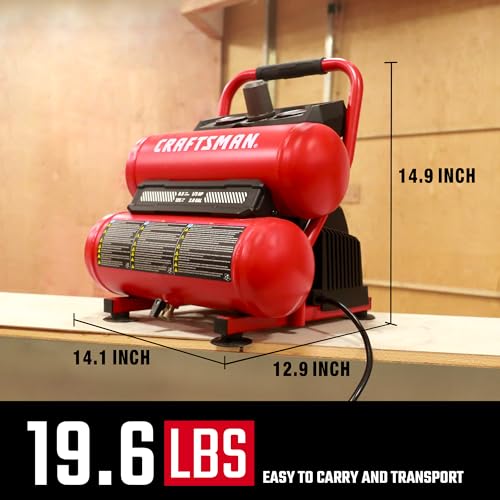 Craftsman 2-Gallon Air Compressor, 1/3 HP Oil-Free Twin Tank, 125 PSI