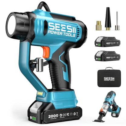 SEESII 3-in-1 Tire Inflator Portable Air Compressor 150PSI Bike Pump Vacuum