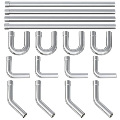 A-KARCK Stainless Steel Mandrel Bends 16 Pcs, 2 Inches 304 Stainless Steel DIY Custom Exhaust Tubing Pipe Straight & U-Bend Kit, Universal Fit - size: 2 inch 16 piece Kit, style: Stainless Steel