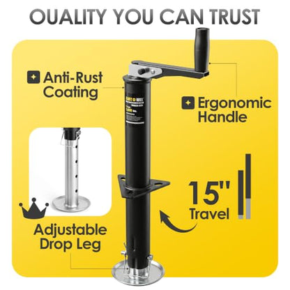 5000lbs A-Frame Trailer Jack,30" Lift 20-24V Cordless Drill Compatible with Adjustable Drop Leg for Utility, Yacht, and Camper Trailers