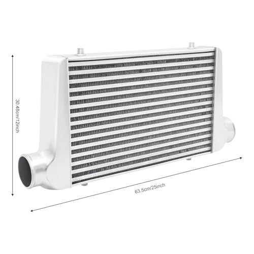 Universal Intercooler Aluminum Intercooler Front Mount 3" Inlet & Outlet Direct Replacement for Any Turbo Charger System Silver (25x12x3" 3") - size: 25x12x3" 3"