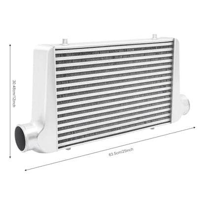Universal Intercooler Aluminum Intercooler Front Mount 3" Inlet & Outlet Direct Replacement for Any Turbo Charger System Silver (25x12x3" 3") - size: 25x12x3" 3"