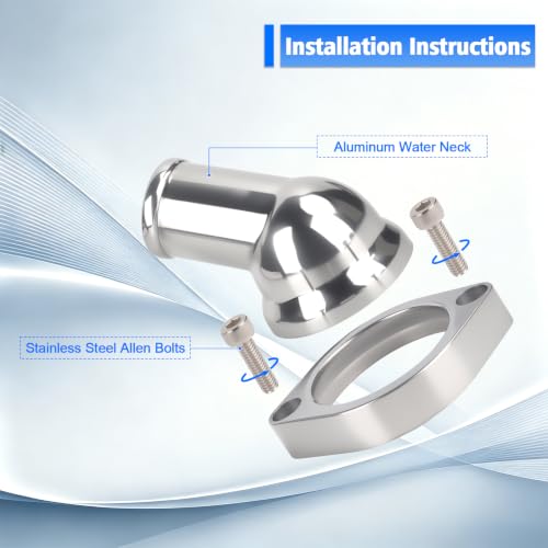 45° Swivel Water Neck Aluminum Polished Thermostat Housing - color: Silver, size: 45 Degrees Style2