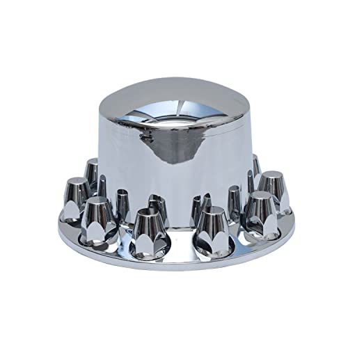 ABS Plastic Chromed Hubcaps Front and Rear Wheel Axle Cover Set with 33mm Thread-On Lug Nut Covers for Semi Trucks (Dome) - color: Dome
