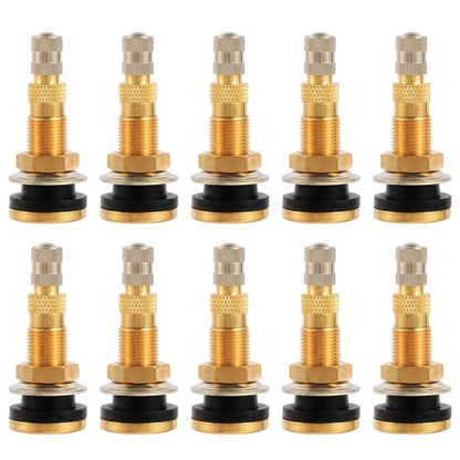 10 Piece TR618A Metal Valve Stems for Agricultural Equipment. Fits 0.618''+0.0157'' Valve Hole Dia, Length 1.99'', Brass Colour - size: TR618A 10pcs