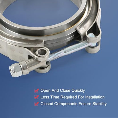 2" V Band Clamp with Flange 2PC Stainless Steel For Turbo Exhaust Downpipes