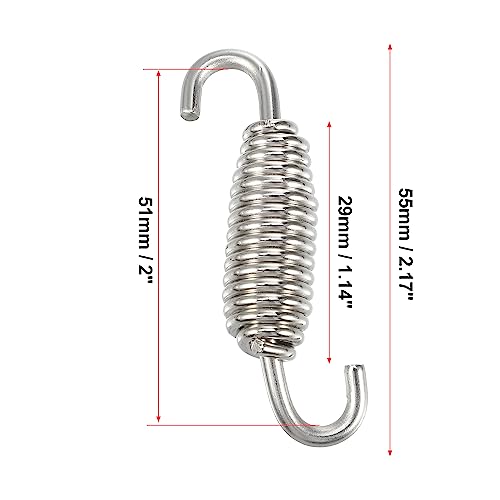 X AUTOHAUX 6 Pcs 55mm 2.17" Motorcycle Muffler Exhaust Pipe Spring Universal Stainless Steel Silver Tone