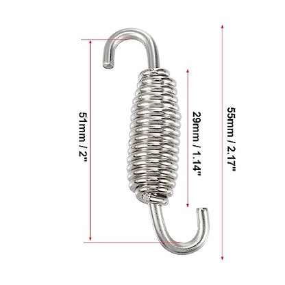 X AUTOHAUX 6 Pcs 55mm 2.17" Motorcycle Muffler Exhaust Pipe Spring Universal Stainless Steel Silver Tone