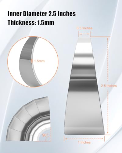 5PCS 2.5'' Pie Cut Exhaust Pipe Bends 304 Stainless Steel Polished - size: 2.5''
