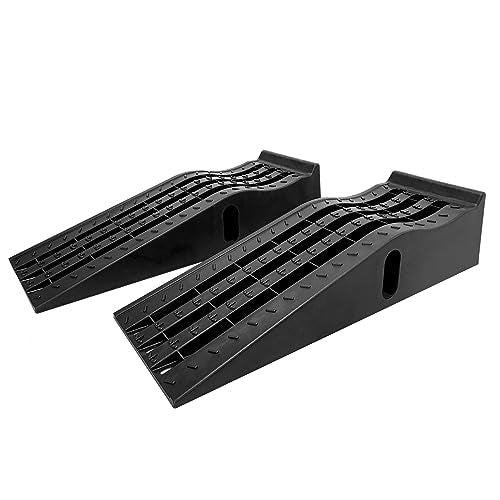 HOXWELL Portable Car Ramps for Oil Changes High Lift, Heavy Duty Plastic Low Profile Car Ramps for Jack Support, Vehicle Ramps for Garage, 35.63''x12''x8.07'', GVW 13000 LBS, 2 Packs - size: 295AU-2PCS