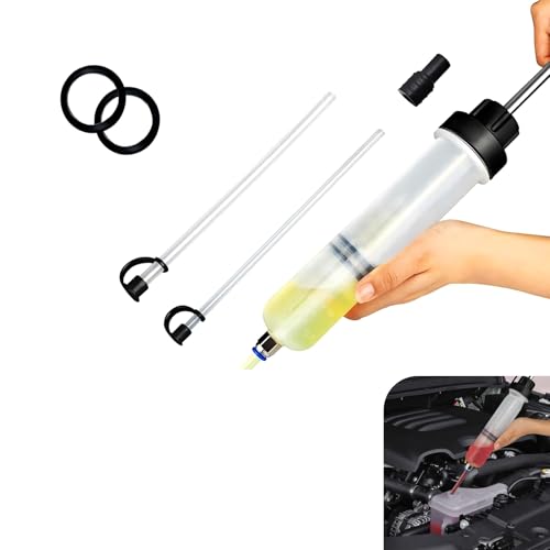 1 PC Car Power Steering Fluid Extractor, 200cc Manual Fluid Pump with Hoses, Universal Transmission Fluid Pump for Most Cars (Transparent)