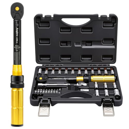 1/4" Torque Wrench Set with Bit Sockets, 10-220 in.lb Precision Click Torque Wrench Kit, S2 Steel Bits, Extension Bar & Case for Bike and Auto Repair - size: 1/4"