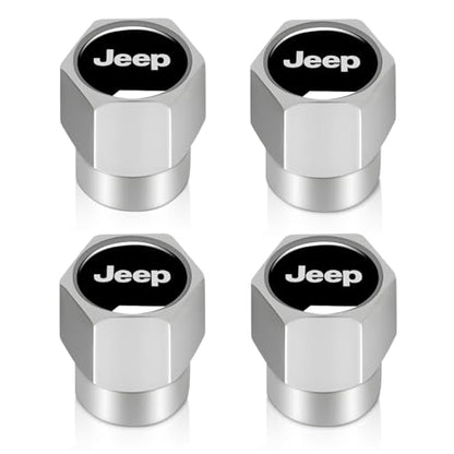 Tire Valve Stem Caps Cover for Jeep Wrangler Compass Cherokee Renegade Patriot Grand Commander Metal Wheel Air caps Auto Valve Stem Caps Accessories 4 Pack Silver - color: Silver-08