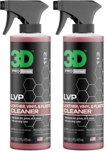 3D LVP Interior Cleaner - Removes Dirt, Grime, Grease, Oil & Stains from Leather, Vinyl & Plastic - Great for Seats, Steering Wheels, Door Panels, Dashboards - Car, Office, Home Use 16oz. (Pack of 2) - size: 15.89 Fl Oz (Pack of 2)
