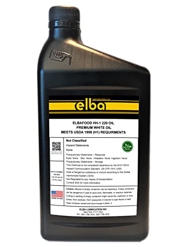 Food Grade | Gear Oil 220 | Industrial EP Gear Oil | Synthetic | NSF Registered AS H-1. Kosher and Halal Approved. Compare to: LUBRIPLATE | Petro-Canada | Made in USA (1 US QT)