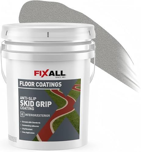 FIXALL Skid Grip Anti-Slip Coating, 5 Gallons, Smoke, Exceeds ADA Standards, Ideal for Safety Areas, Slip-Resistant Pavement, Cement & Concrete Paint - color: Smoke, size: 640 Fl Oz (Pack of 1)