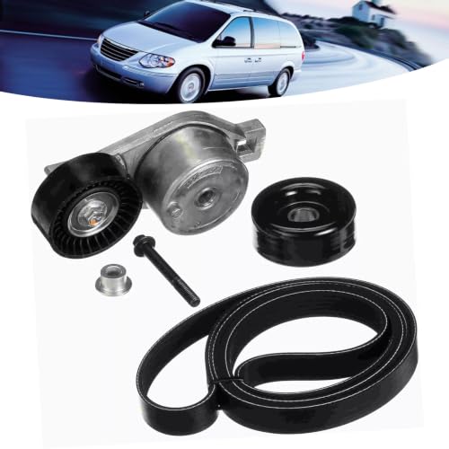 90K-38185 Drive Belt Tensioner Compatible with Town 2001-2017, Replace 90K38185, Tensioner with Pulley for Dodge Caravan Grand Caravan 3.3L 3.8L - size: 90K-38185