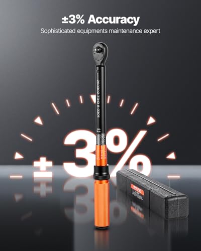 VEVOR 3/8 Inch Drive Torque Wrench, 10-100 ft.lb/13.6-135.6 Nm, Dual-Direction Adjustable Click Torque Wrench with 1/2 & 1/4 adapter, 3" Extension Bar, for Automobile Repair - size: 3/8" 4 PCS
