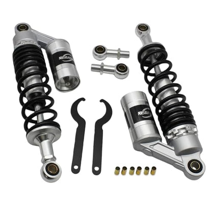 Universal 320mm Shock Absorber, Damping System for Street Bikes, Go Karts, Scooters & ATVs, Motorcycle Rear Suspension Upgrade - color: BLACK-SILVER