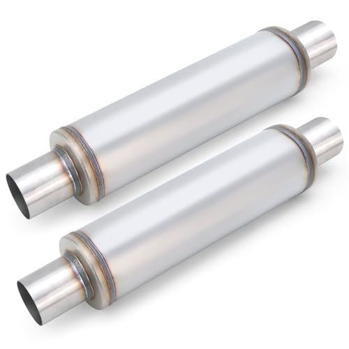 LCGP 2.25" Exhaust Muffler, 2.25in Muffler Universal Stainless Steel Performance Muffler, Straight Through Design 2.25 Muffler Resonator Deep Sound for Car, Truck(2.25" Intet 2.25" Outlet, 2 Pack) - color: 2 PCS, size: 2.25" Inlet 21" Overall Length(4" wi