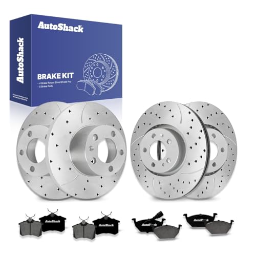 AutoShack Front & Rear Zinc Coated Rotors & Pads for VW Jetta 2006 - style: SilverShiled Pro & Premium Pad