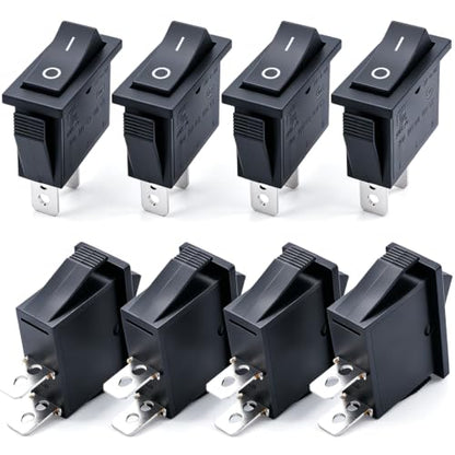 TWTADE / 8Pcs Boat Rocker Switch Latching ON/Off SPST 2 Pin 2 Position Car Auto Boat Rocker Toggle Switch Snap AC 250V/16A 125V/20A KCD3-101 - color: Black-ON/Off - KCD3, size: Narrow Rectangle