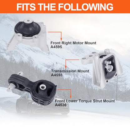 Engine Motor Mount Set & Trans Mount,Replacement for A4595 A4536 A4598 - size: CR-V 08-11 2.4L