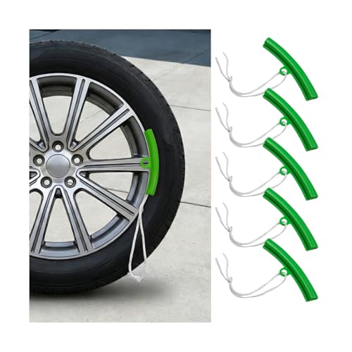5PCS Car Tire Changing Rim Protector, Vehicle Fixing Wheel Changer Guard Edge Saver, Auto Tyre Changing Hub Rim Protective Cover, Universal for Sedan Truck Motorcycle (Green) - color: Green