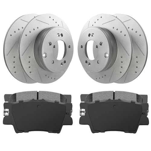 31443 D1212 Rear Brake Rotor and Pad Kit Compatible With Toyota 2006-2018 RAV4, Lexus 2010-2012 HS250h Replacement OE Disc Brake Rotors and Ceramic Brake Pads, Rear Brake Kit - color: 31433R-D1212