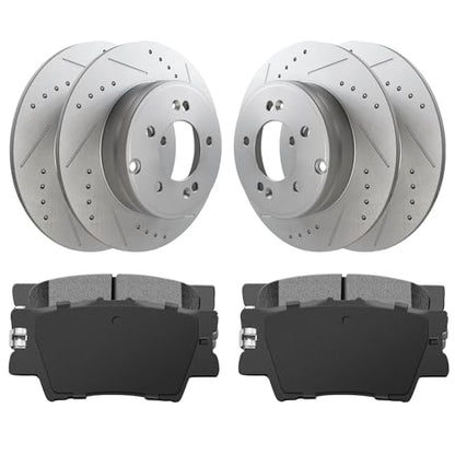 31443 D1212 Rear Brake Rotor and Pad Kit Compatible With Toyota 2006-2018 RAV4, Lexus 2010-2012 HS250h Replacement OE Disc Brake Rotors and Ceramic Brake Pads, Rear Brake Kit - color: 31433R-D1212