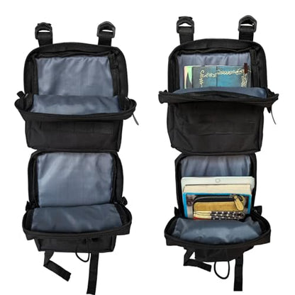 Larswon 2 Pack ATV Saddle Bags, Large Detachable Fender Bag ATV Gear Bags Water Resistent Motorcycle Storage Bag Compatible with Sportsman Scrambler TRX FourTrax Outlander Grizzly UTV Black - color: Black
