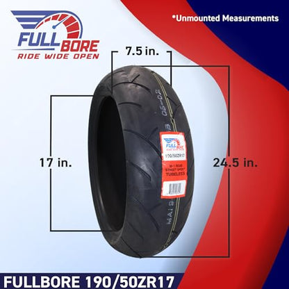 FULL BORE M1 Front Rear Motorcycle Tire Set 120/60ZR17 190/50ZR17 2 Pack - size: 120/60ZR17/;190/50ZR17