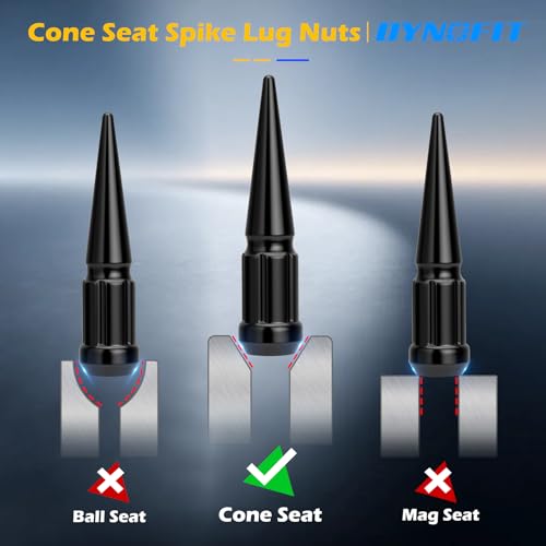 Dynofit M12x1.5 Spike Lug Nuts Compatible with Chevy Toyota Ford,20PCS - color: Black, size: 12x1.5 20PC