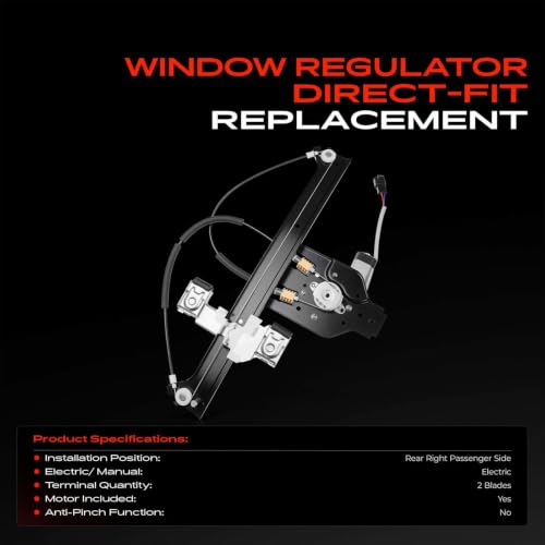 A-Premium Rear Passenger Side Power Window Regulator with Motor (2-Pin) - style: Rear Passenger Side (RH)