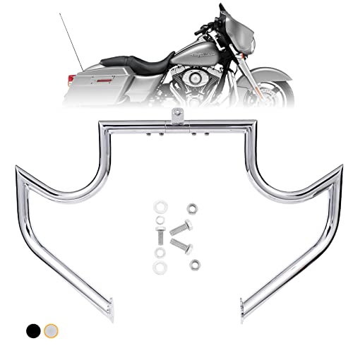 Kinglemc Crash Bar Engine Guard for Harley Touring(Chrome) - color: Chrome-Mustache