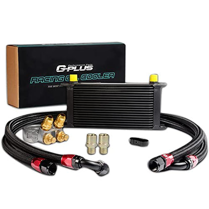 GRAND ORANGE Engine AN10 Oil Cooler + Thermostat Plate + 2 * Oil Lines Kit - size: 19 Row 10 AN+Thermostat Plate