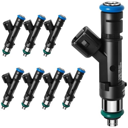 Upgraded 4 Holes GAS Fuel Injectors Fit For Ford: F150 5.0L 2011-2017, Mustang 5.0L 2011-2017, Mustang 5.2L 2015-2020, OEM # 0280158227, BR3Z9F593A, FJ1132, 62408 (8 Pcs)
