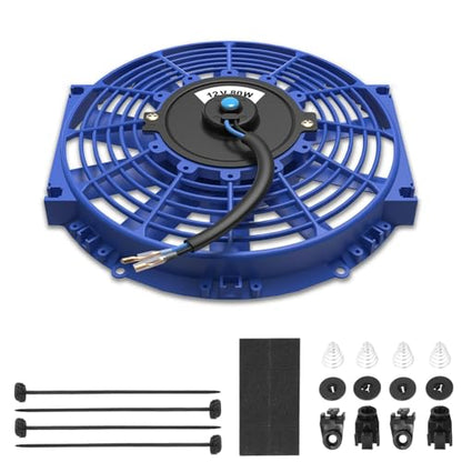 Auto Dynasty 10" Universal 12V Electric Radiator Cooling Fan Kit, Blue - color: Blue, size: 10 Inch Diameter