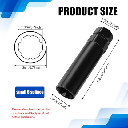 Small 6 Spline Lug Nut Socket, Wheel Lock Key Replacement for Six-Spline Wheel Lock Lug Nuts, Wheel Lock Removal Tool for 19 mm(3/4 Inch)&21 mm(13/16 Inch) Hex Socket Wrench (Small 6 Spline) - color: 6 Spline