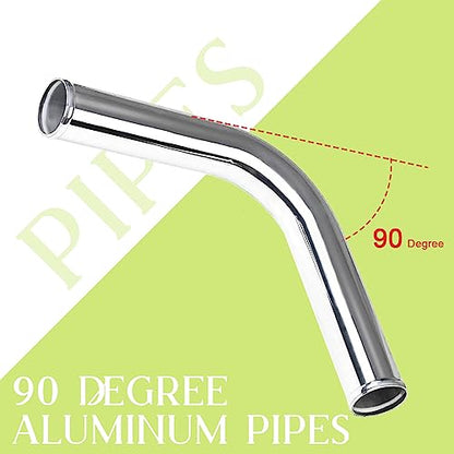 Universal Turbo Intercooler Aluminum Pipe Piping and Silicone Hose Kit with Stainless Steel T-Clamps (2.5inch, Black) - color: Black-2.5 In
