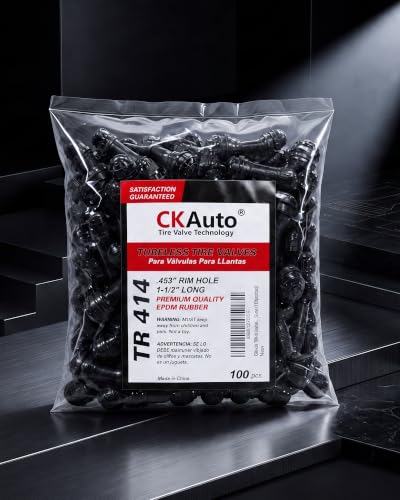 CKAuto TR414 Tubeless Rubber Snap-in Tire Valve Stems, Black, 5 Pcs/Bag - size: TR414