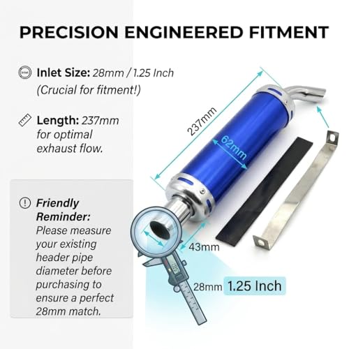 BADASS SHARKS 28mm Motorcycle Exhaust Muffler for 2 Stroke Dirt Bike Black - color: Royal Blue