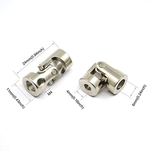 4 Pcs 4mm to 6mm Universal Joint Shaft Coupling for Motor - size: 4-6mm