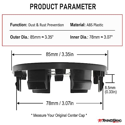 85mm(3.35in)/78mm(3.07in) Black Car Wheel Center Hub Caps Set of 4 for Titan(2004-2012) Armada(2004-2012) #40342-7S500 - color: Black