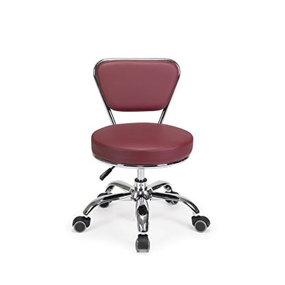 MAYAKOBA Dayton Rolling Stool with Backrest – Red Pneumatic Seat, Adjustable Height 13"-15", Ergonomic Design for Home Office, Garage, Gardening, Lab, School, Mechanic Tasks - color: Red