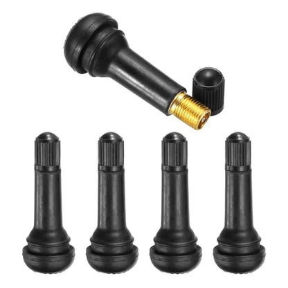 PATIKIL 2 Inch TR413 Tire Valve Stem, 5 Pack Universal Metal Rubber Snap-in Valve Stems for Cars Trucks Trailers ATVs Motorcycles, Black - size: 2"